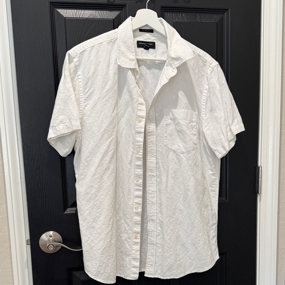 Banana Republic White Linen Sleeve Shirt - Picture 1 of 7